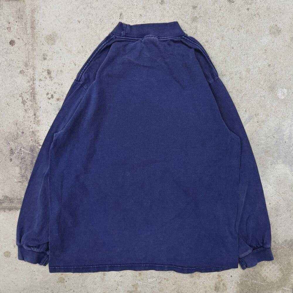 Vintage Y2K Nike Mock Neck Long Sleeve Shirt Navy Blue Embroider Swoosh L Sport - Picture 4 of 6